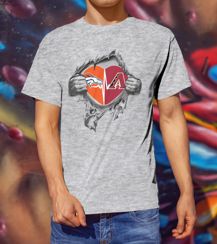Broncos Diamondbacks Heartbeat Passion Broncos In My Heart T-Shirt