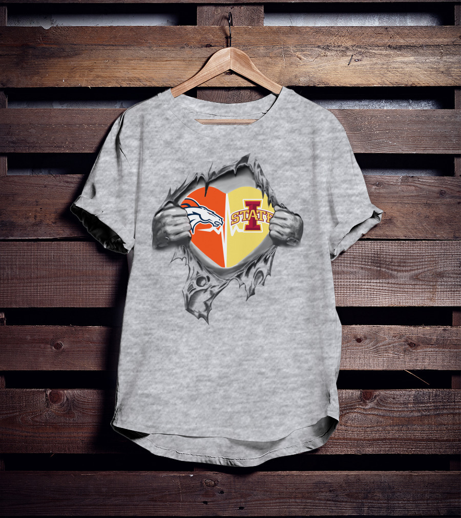 Broncos Iowa State Dual Heart Spirit Team T-Shirt