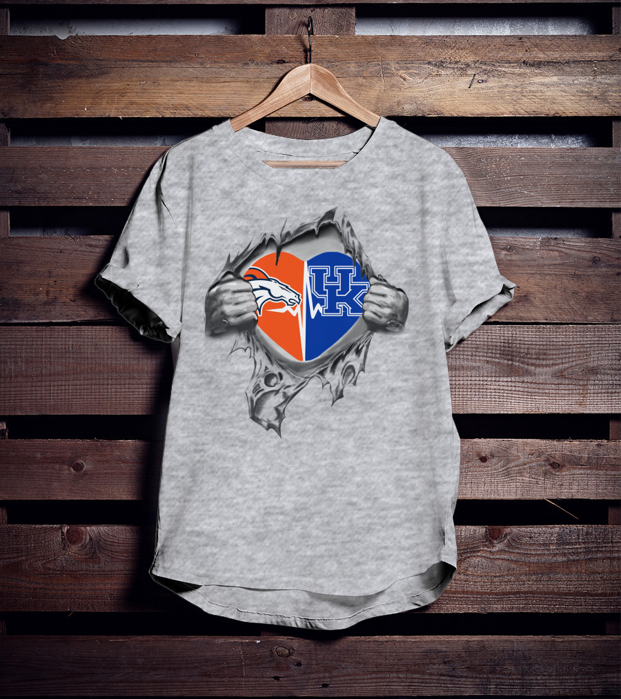 Broncos Kentucky Heart Logo Inside Torn Chest T-Shirt