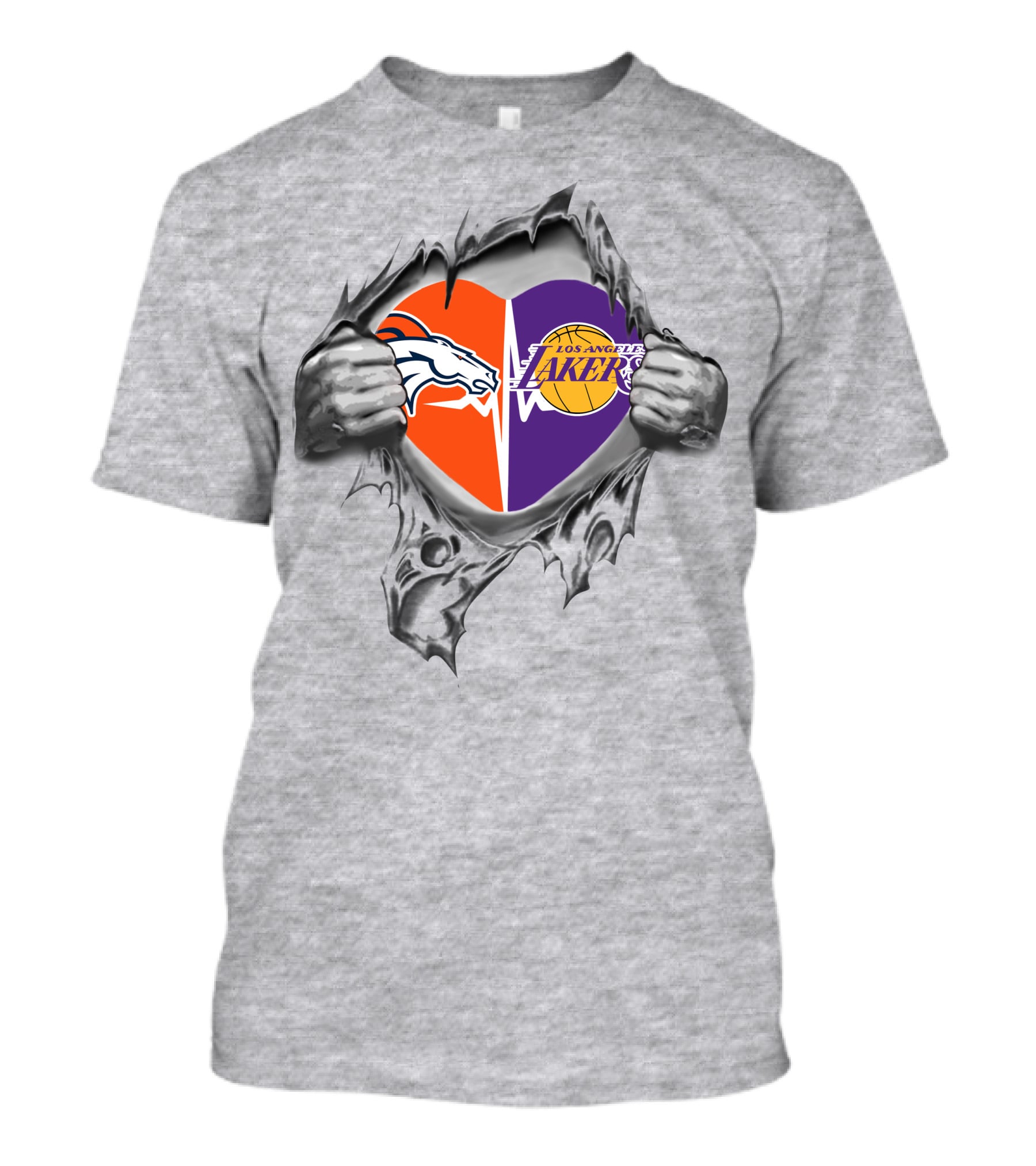 Broncos Lakers Heart Tearing T-Shirt