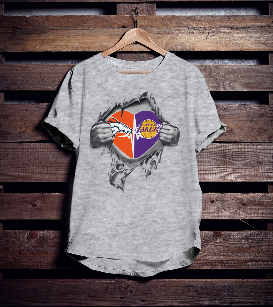 Broncos Lakers Heart Tearing T-Shirt