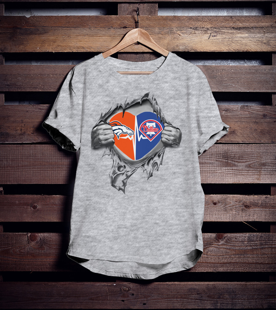 Broncos Phillies Heart Rip T-Shirt