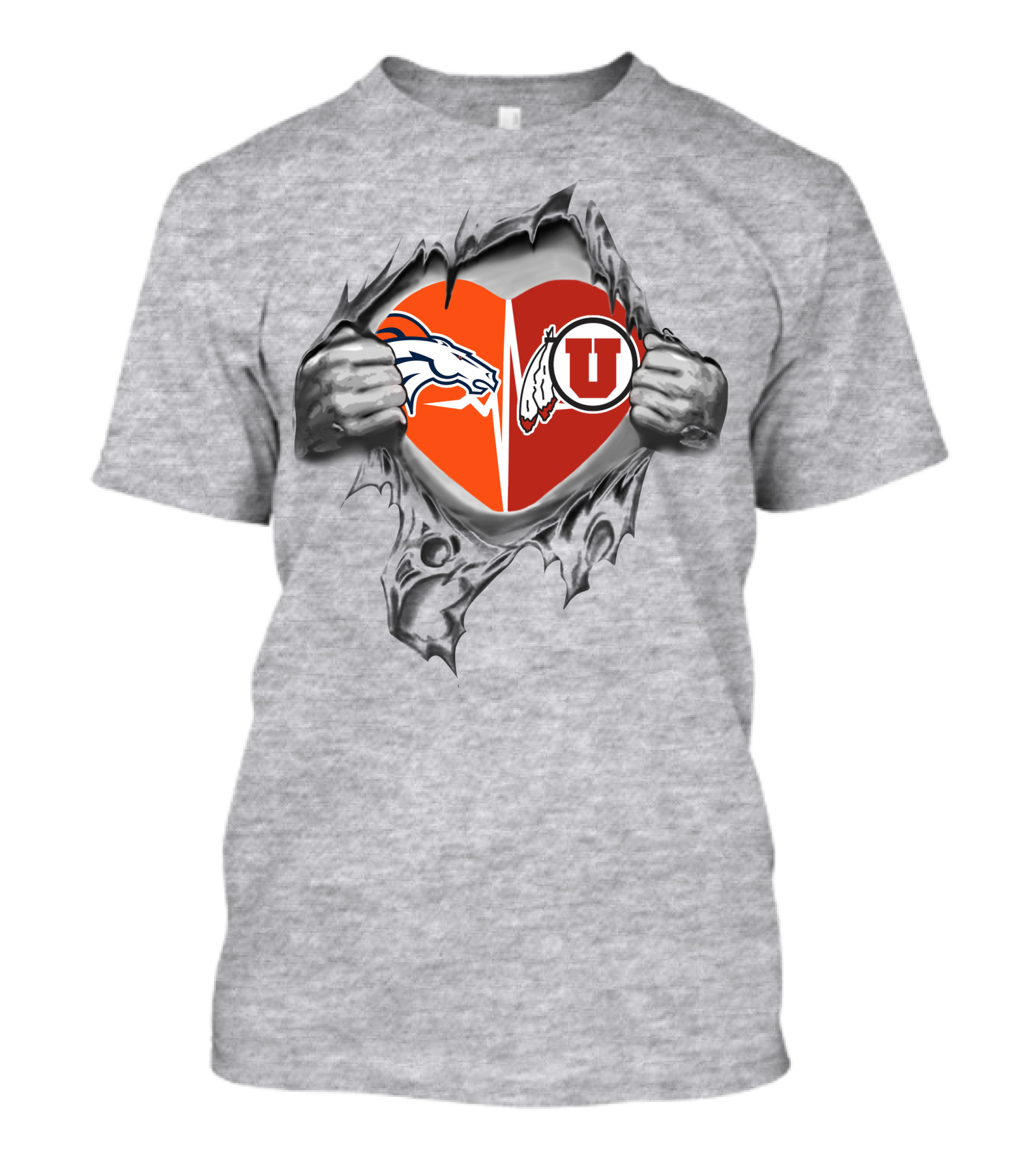Broncos Utah Heartbeat Rip Claw T-Shirt