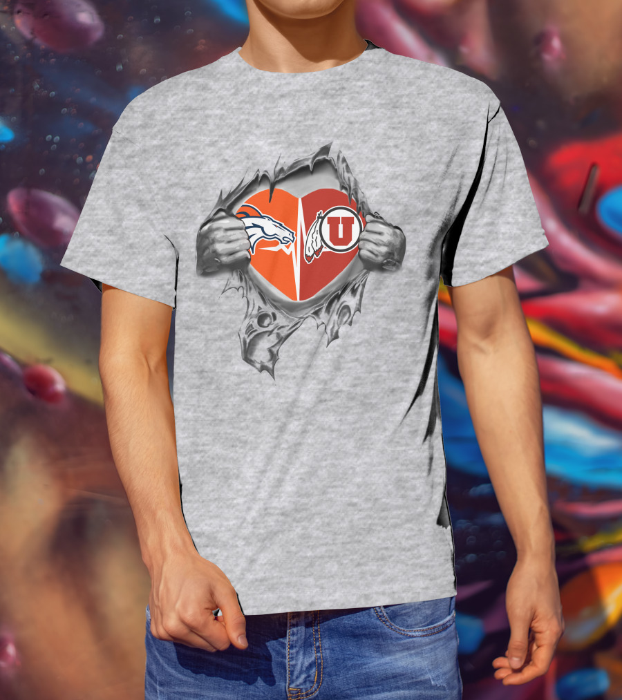 Broncos Utah Heartbeat Rip Claw T-Shirt