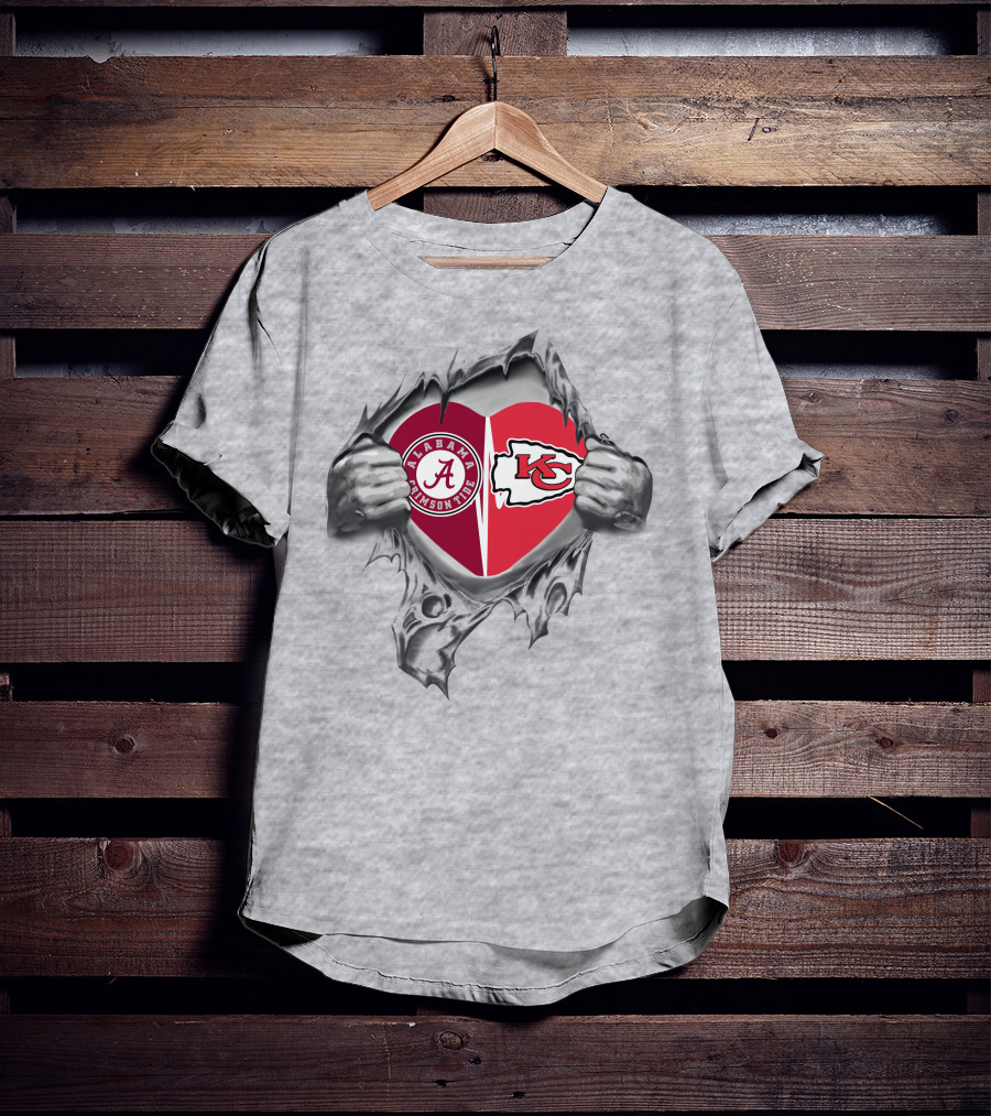 Alabama Crimson Tide And Kansas City Chiefs Heart T-Shirt