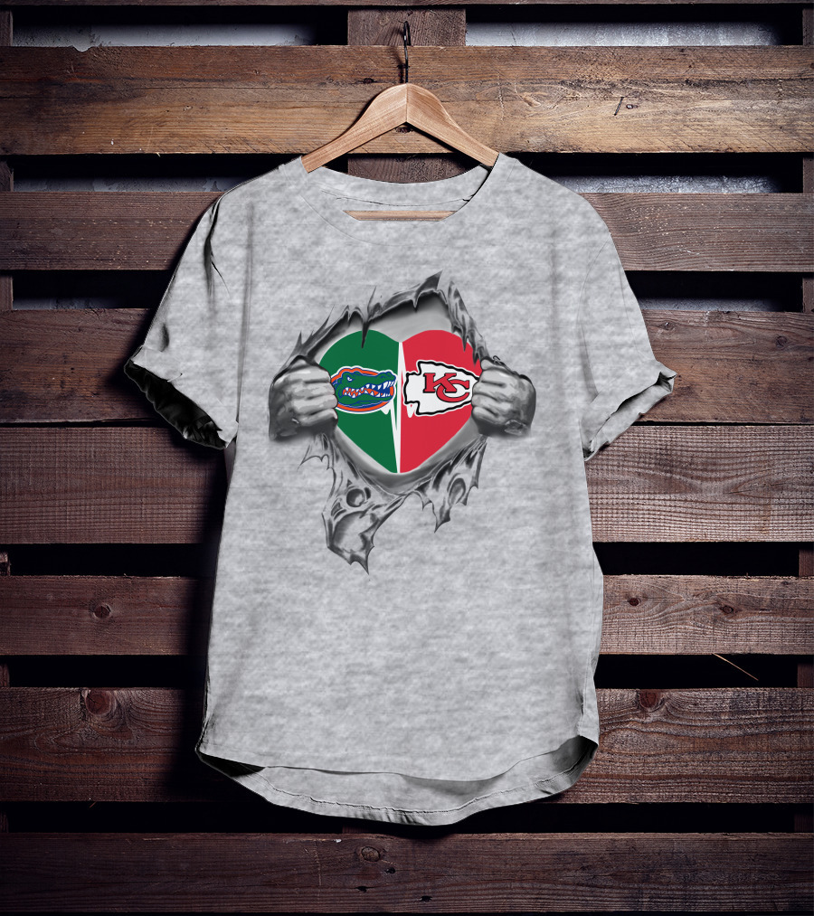 Chiefs Gators Heart Kansas City Football Florida Pride T-Shirt