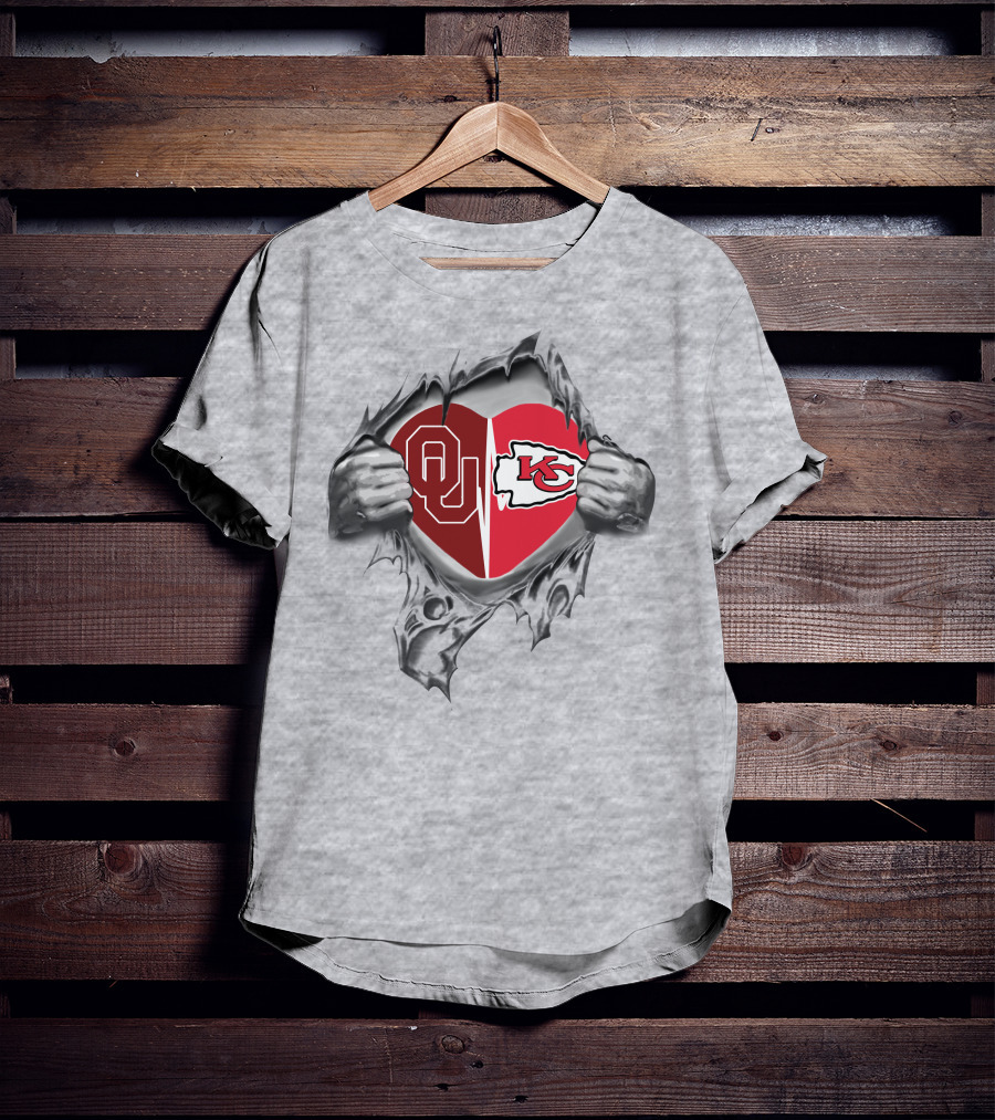 Chiefs Sooners OU KC Heart T-Shirt