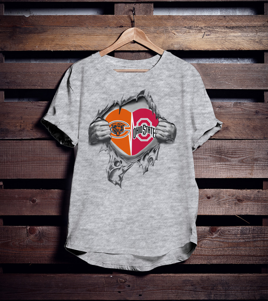 Chicago Bears Ohio State Buckeyes Heart Rip T-Shirt