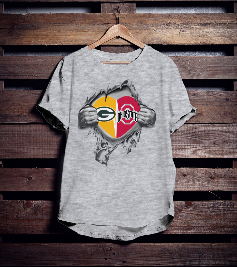 Packers Ohio State Heart Logo Fusion T-Shirt
