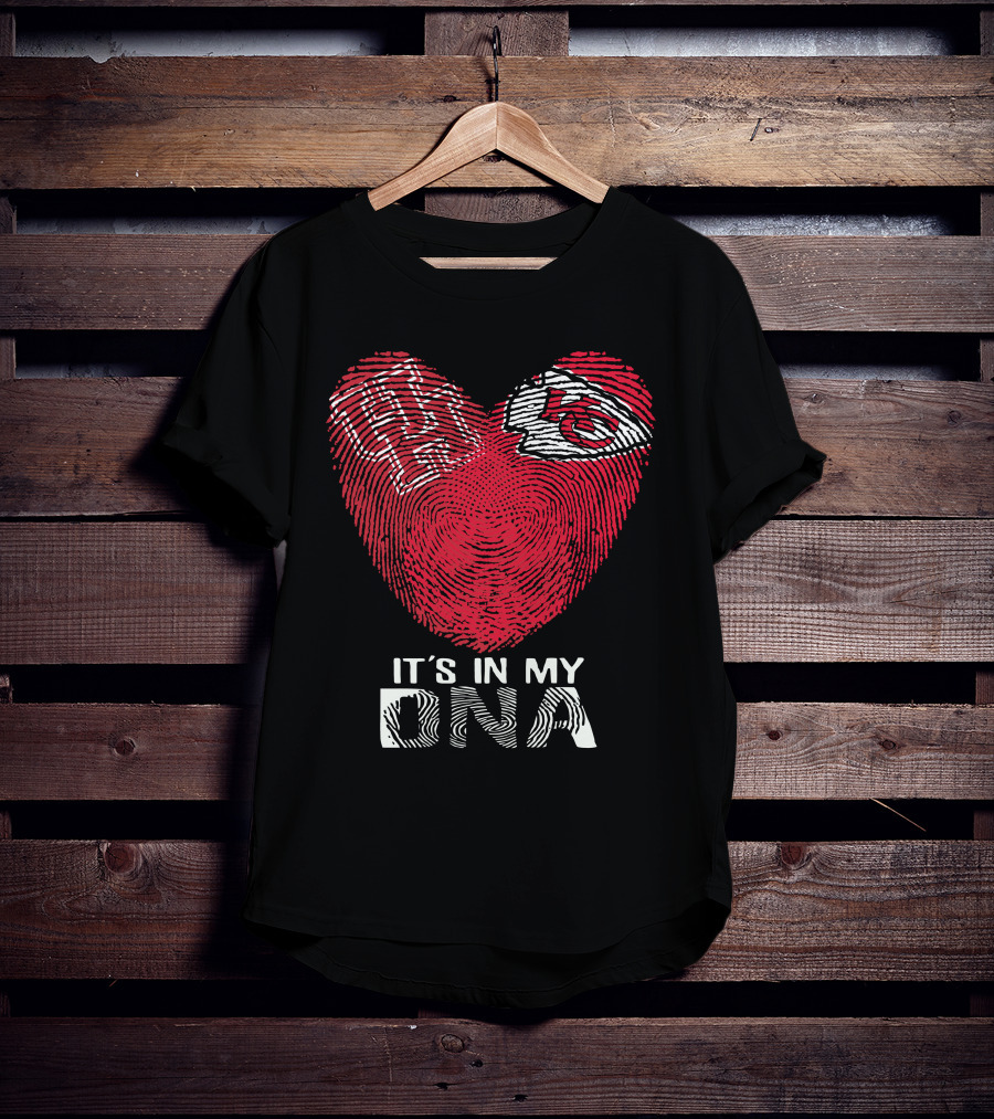 Houston Cougars Kansas City Chiefs Heart Shaped Fingerprint It's In My DNA T-Shirt