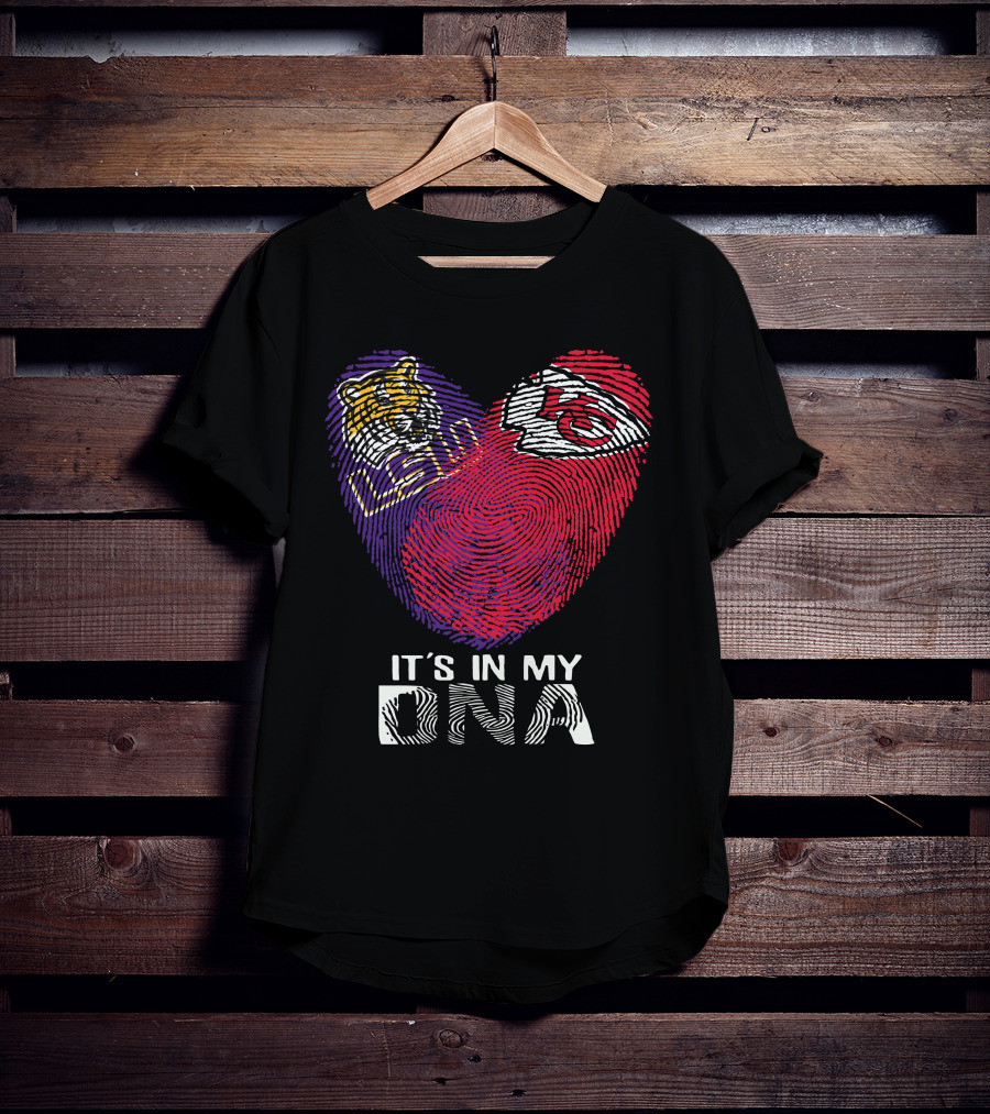 LSU Tigers Chiefs It's In My DNA Fingerprint Heart T-Shirt