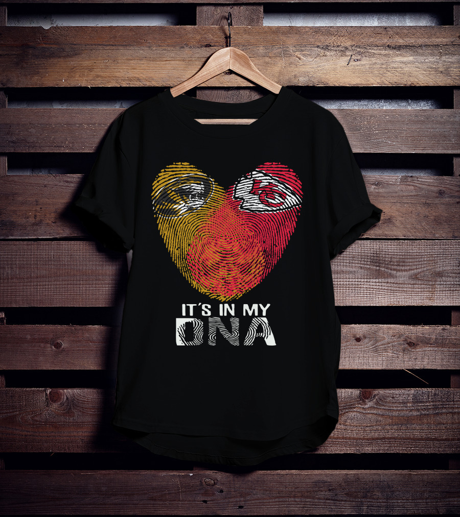 Missouri Tigers And Kansas City Chiefs It's In My DNA Fingerprint Heart T-Shirt
