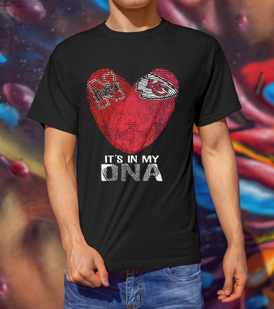 Nebraska Cornhuskers Kansas City Chiefs It's In My DNA Fingerprint Heart T-Shirt