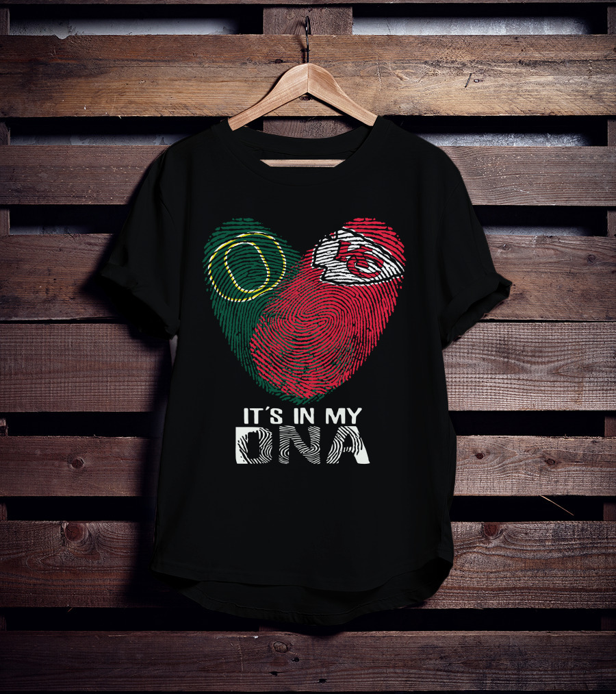 Oregon Ducks Kansas City Chiefs Fingerprint It's In My DNA T-Shirt