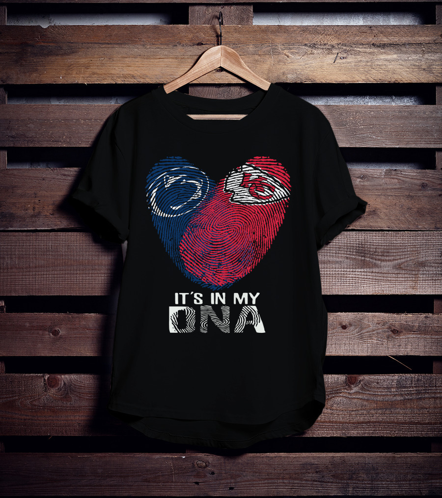 Penn State Nittany Lions And Chiefs It's In My DNA Fingerprint Heart T-Shirt