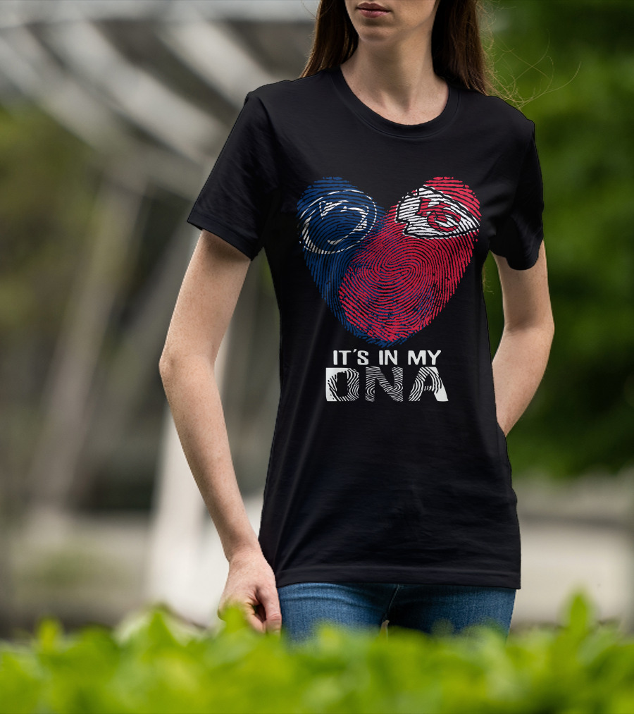 Penn State Nittany Lions And Chiefs It's In My DNA Fingerprint Heart T-Shirt