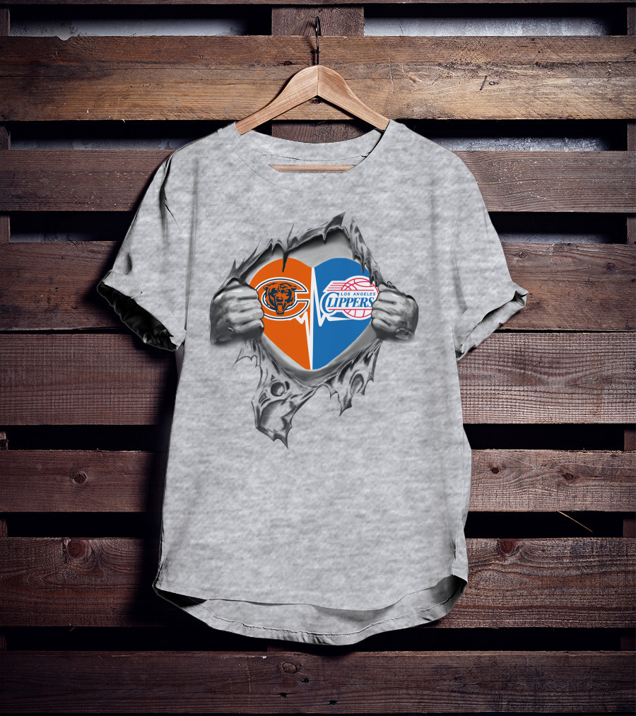 Bears Clippers Heart Tear Chicago Los Angeles Sports Passion T-Shirt