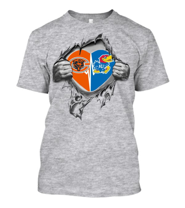 Bears Kansas Jayhawks Heart Logo Emblem T-Shirt