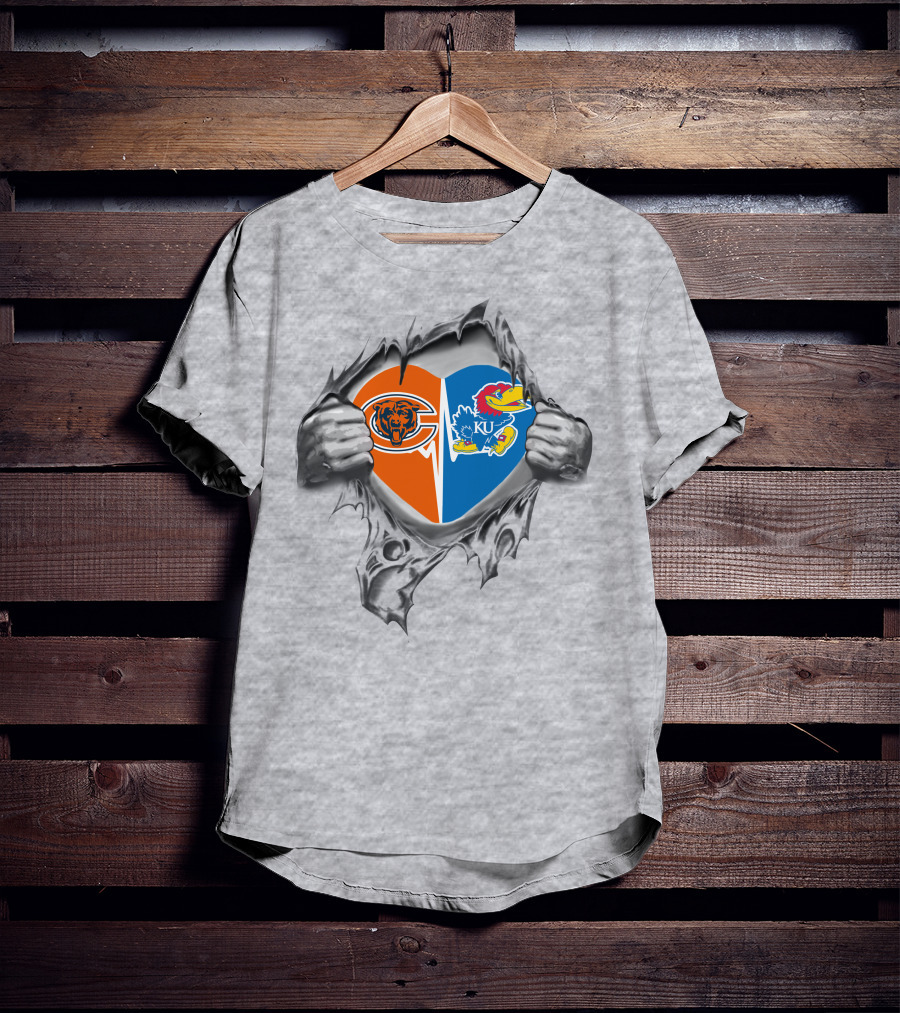 Bears Kansas Jayhawks Heart Logo Emblem T-Shirt