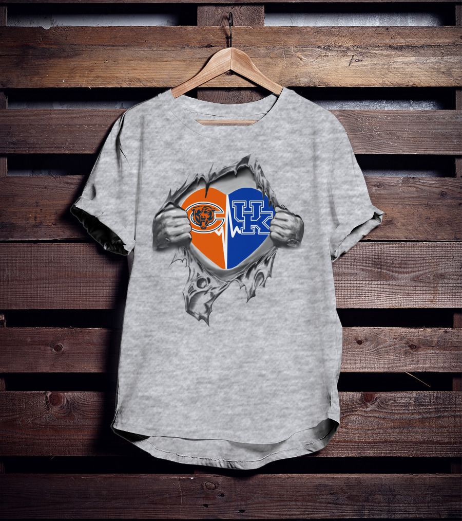 Bears Uk Wildcats Heart Chicago Kentucky Football Basketball Passion T-Shirt