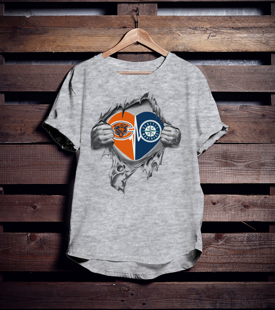 Bears Mariners Heart Torn Fabric T-Shirt