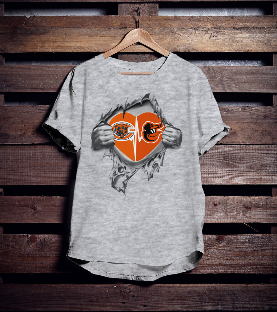 Bears Orioles Heart Logo Fan Passion T-Shirt