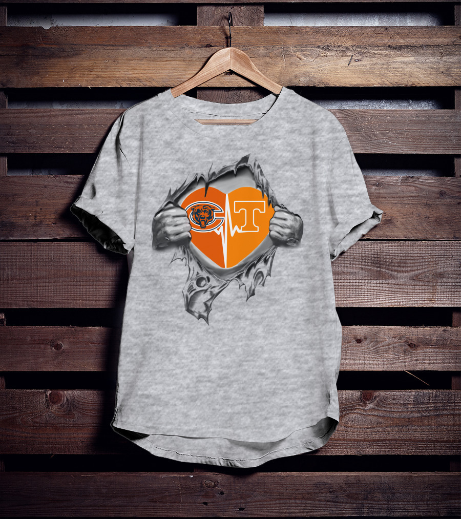 Chicago Bears Tennessee Volunteers Heartbeat Passion T-Shirt