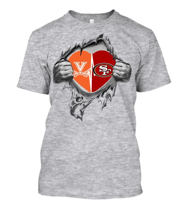Virginia Cavaliers San Francisco 49ers Heart T-Shirt