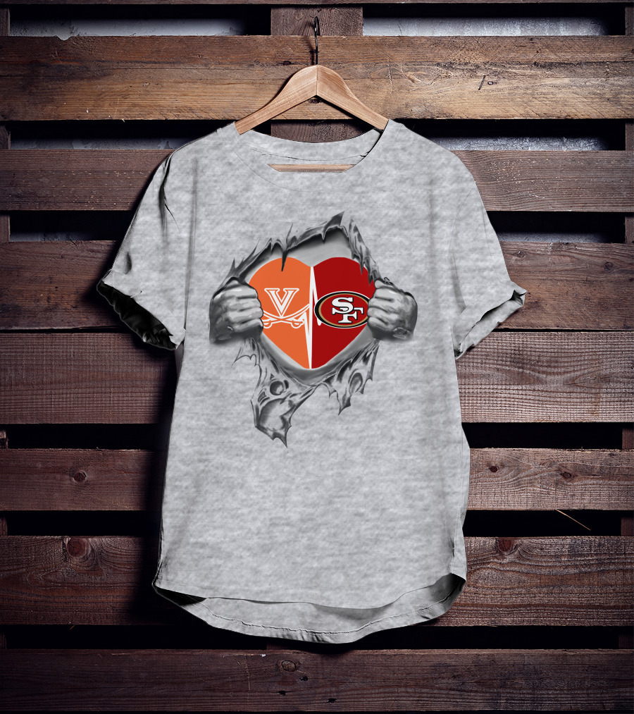 Virginia Cavaliers San Francisco 49ers Heart T-Shirt