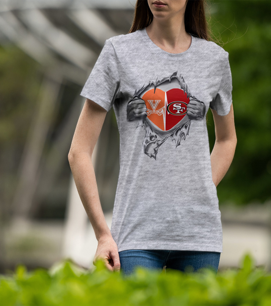 Virginia Cavaliers San Francisco 49ers Heart T-Shirt