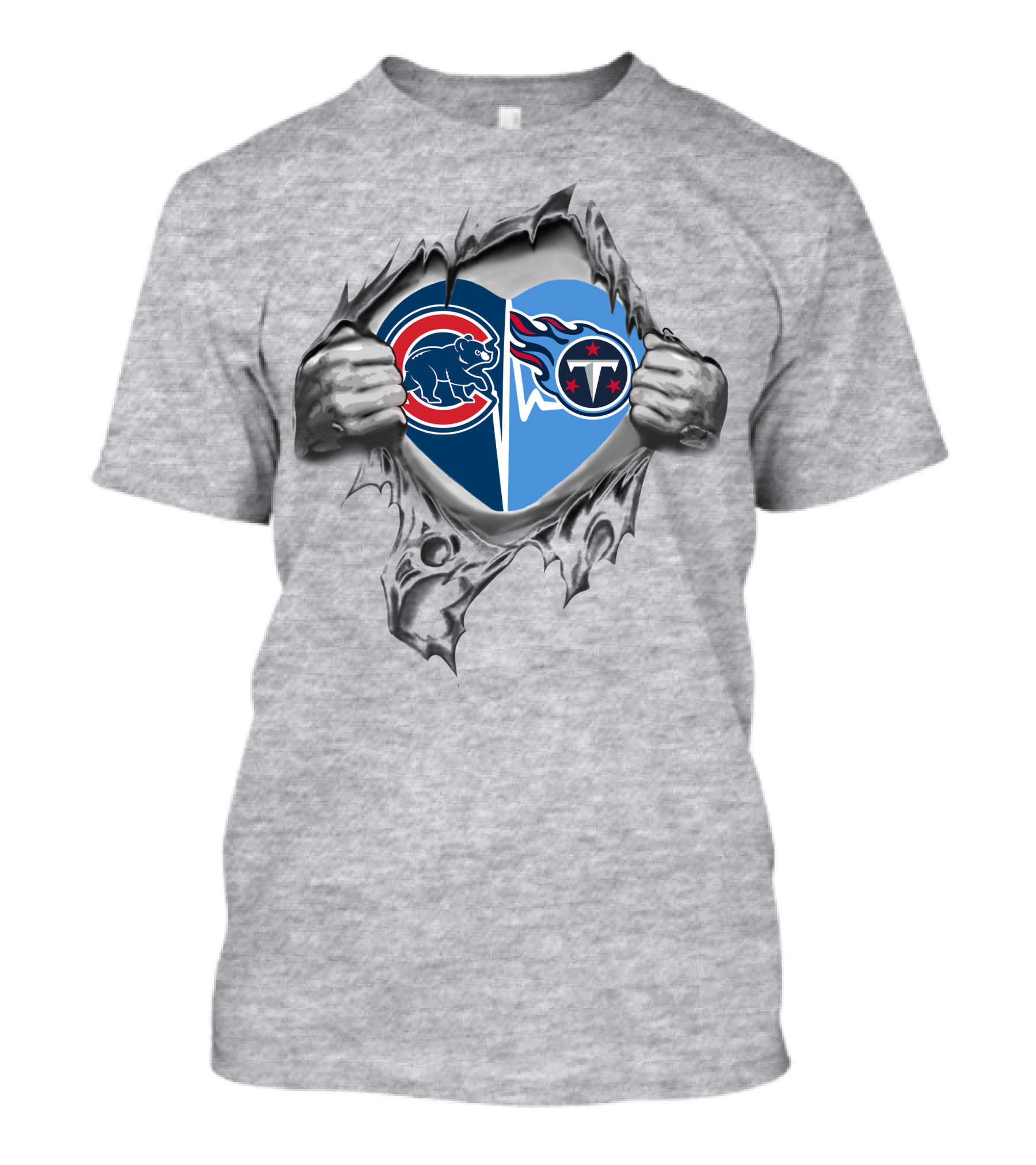 Cubs Titans Heart Logo Torn Fabric T-Shirt