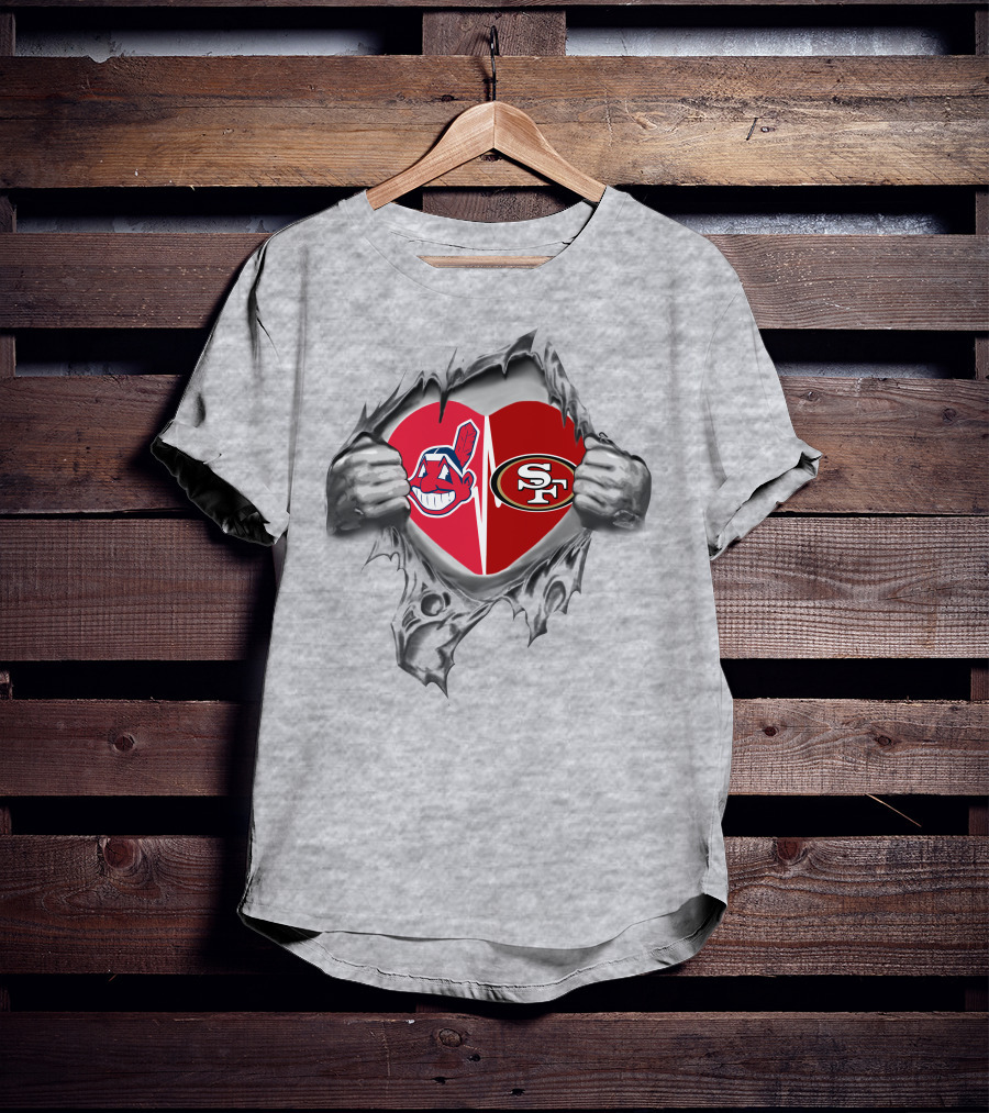 49ers Indians Heart Logo Fusion T-Shirt