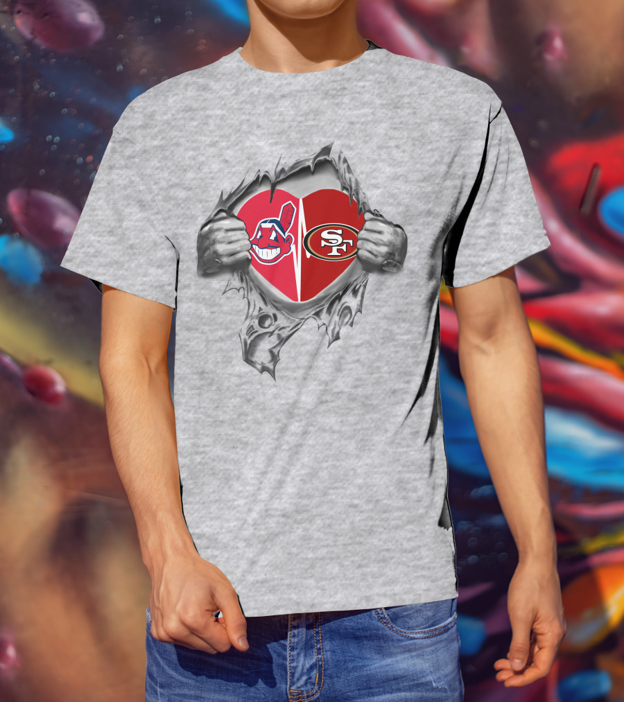 49ers Indians Heart Logo Fusion T-Shirt