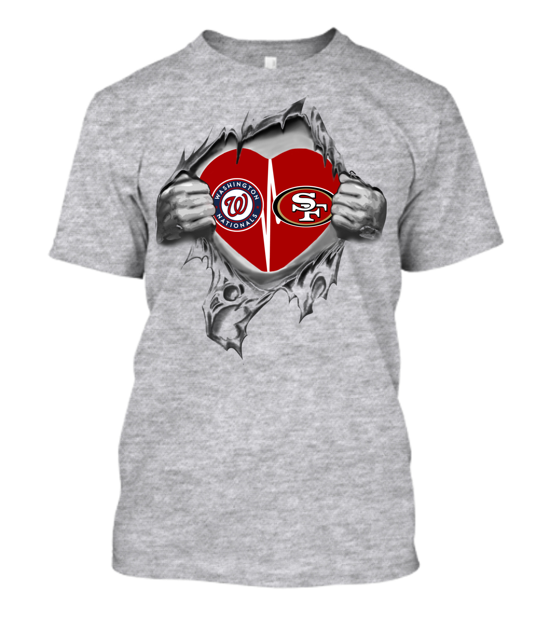 Washington Nationals San Francisco 49ers Heart Dual T-Shirt