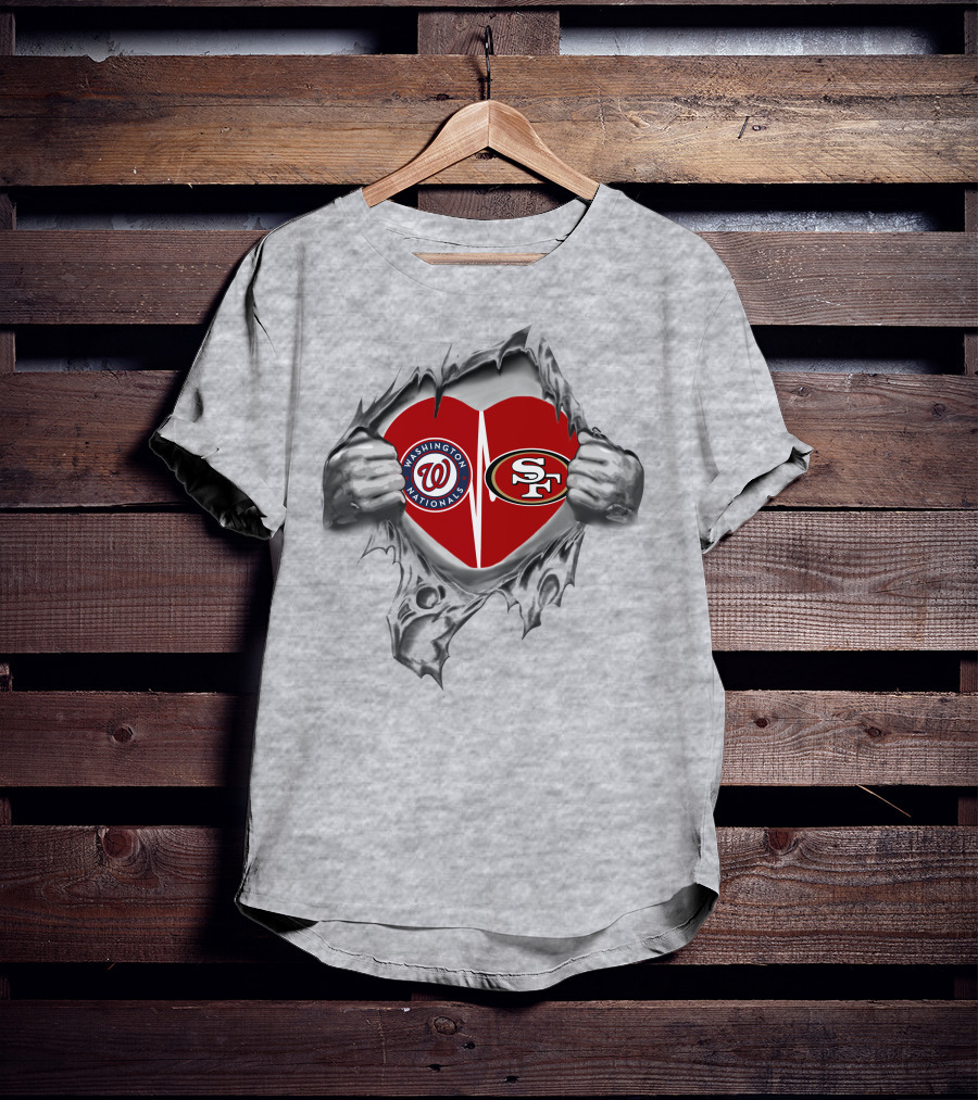 Washington Nationals San Francisco 49ers Heart Dual T-Shirt
