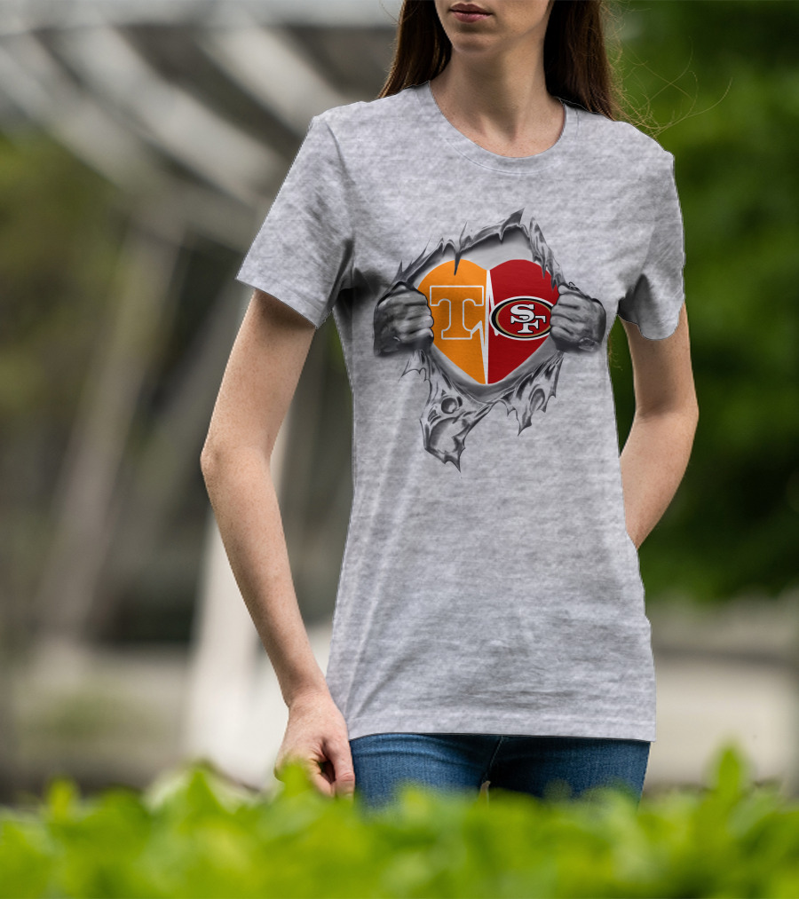 Tennessee Volunteers San Francisco 49ers Heart T-Shirt