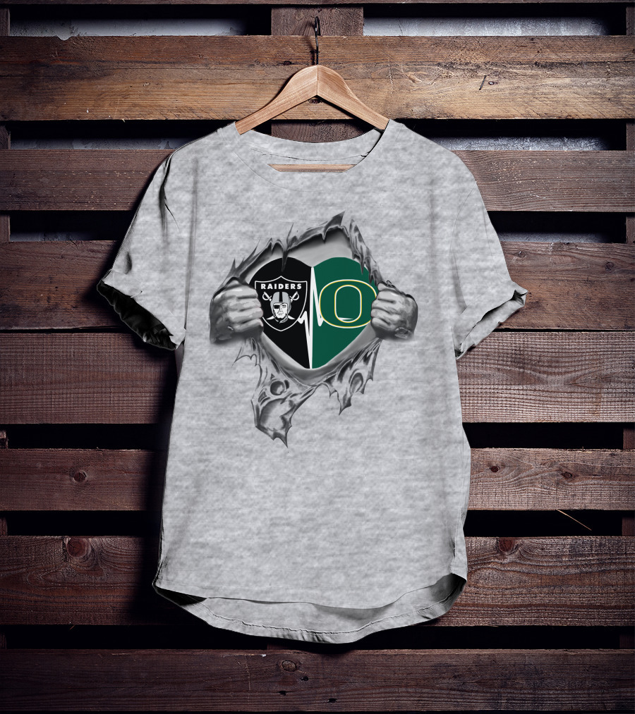 Raiders Oregon Ducks Heartbeat Passion Fan T-Shirt