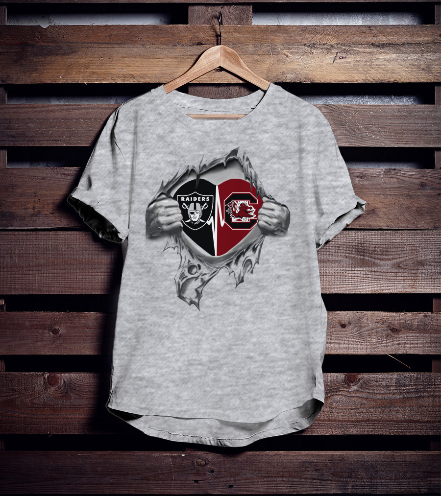 Raiders Gamecocks Heartbeat Passion Raider Nation Gamecocks T-Shirt