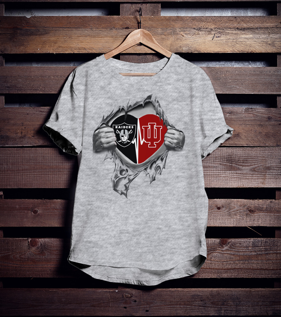Raiders IU Hoosiers Heartbeat Passion T-Shirt
