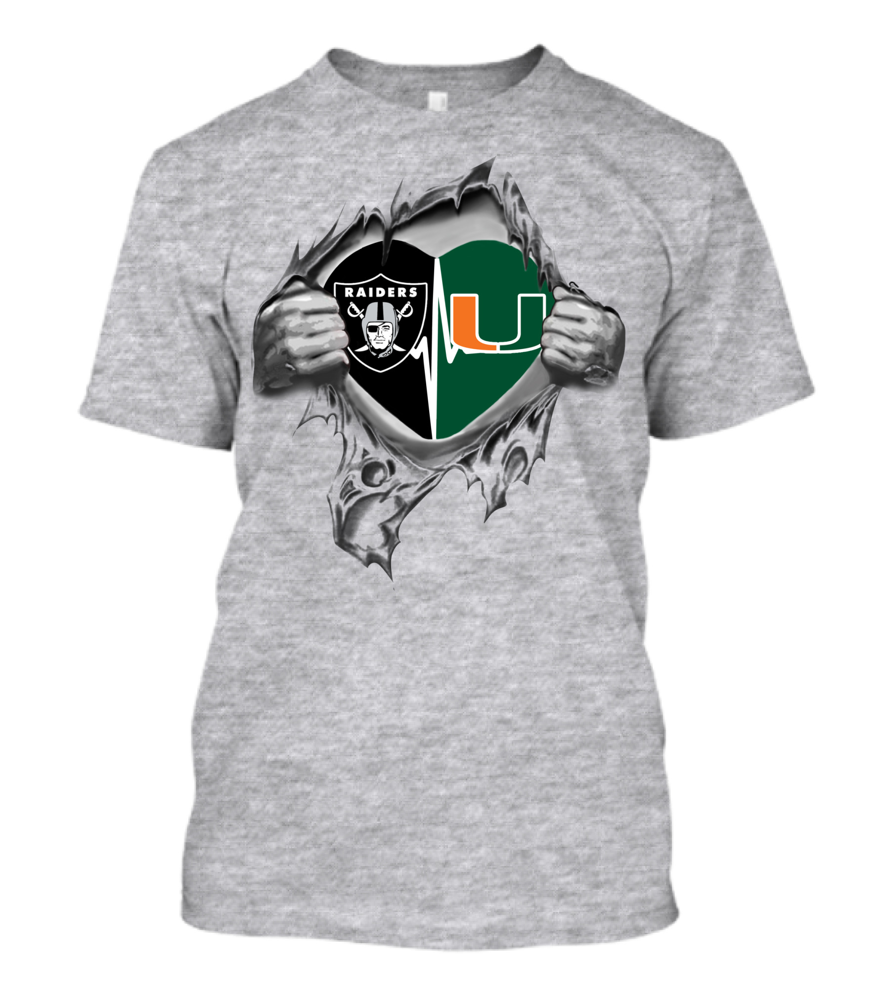 Raiders U Hurricanes Heartbeat Logo Fusion T-Shirt