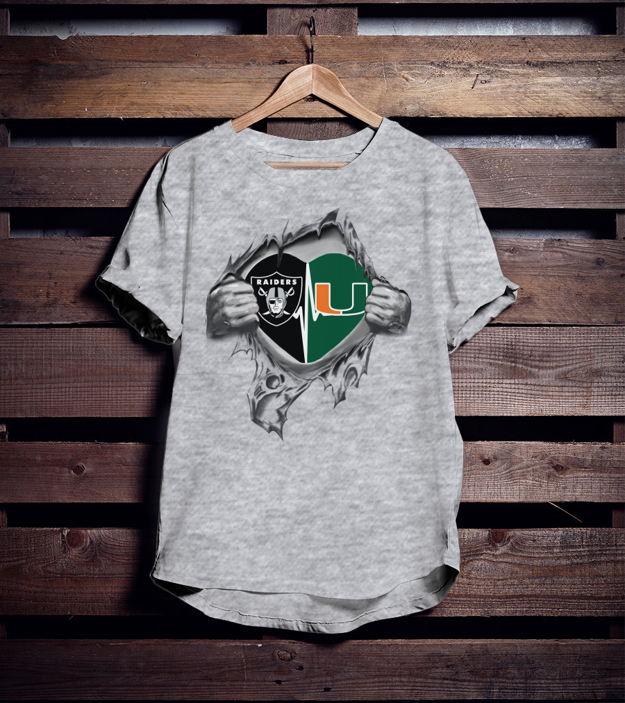 Raiders U Hurricanes Heartbeat Logo Fusion T-Shirt