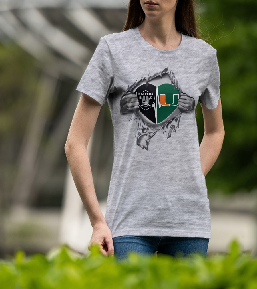Raiders U Hurricanes Heartbeat Logo Fusion T-Shirt