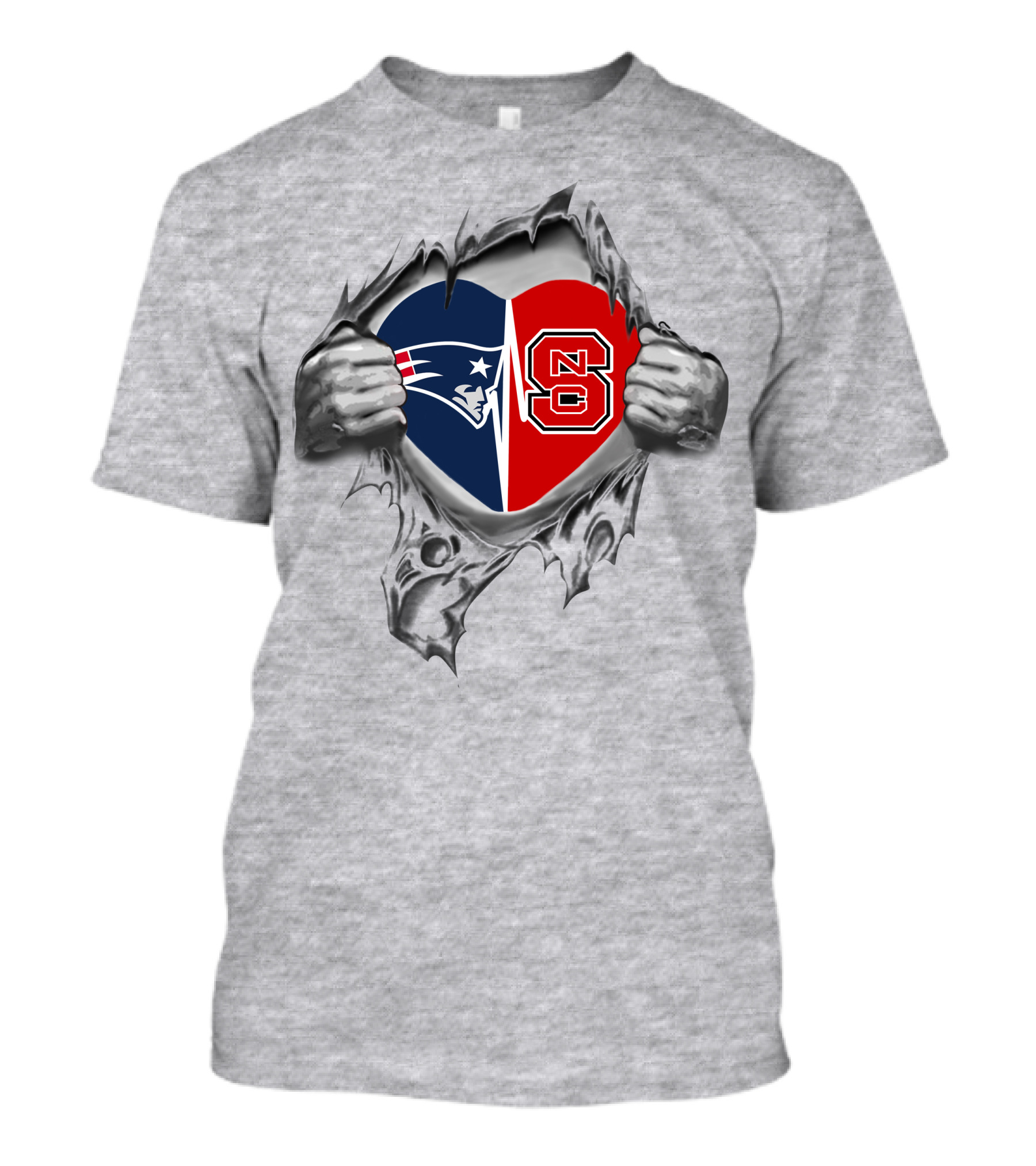 Patriots NC State Logo Heart Within Torn Fabric T-Shirt