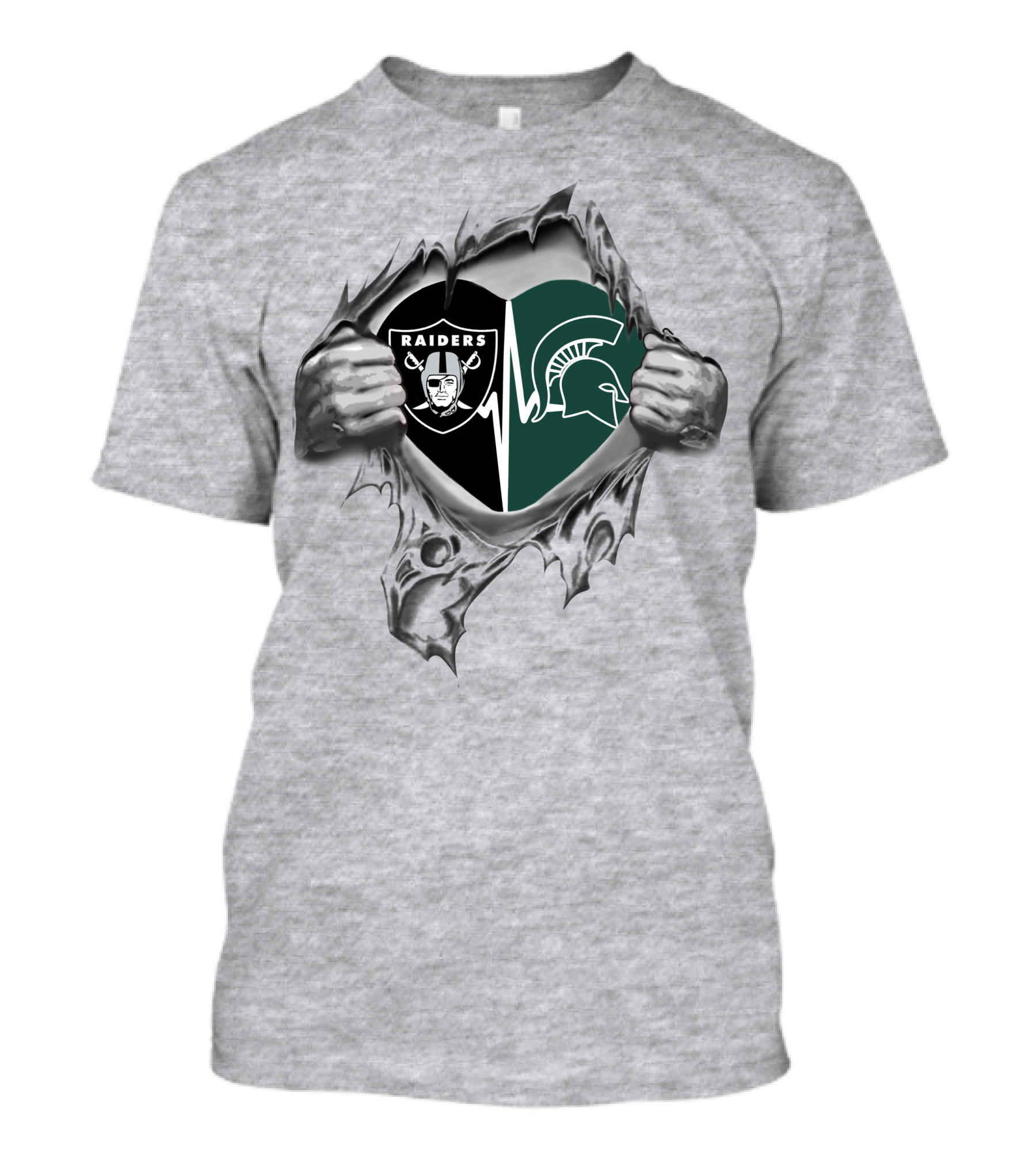 Raiders Spartans Heartbeat Loyalty United By Strength And Devotion T-Shirt