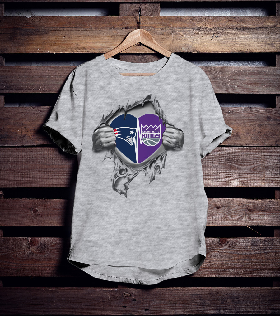 Patriots Sacramento Kings Heart Tear T-Shirt