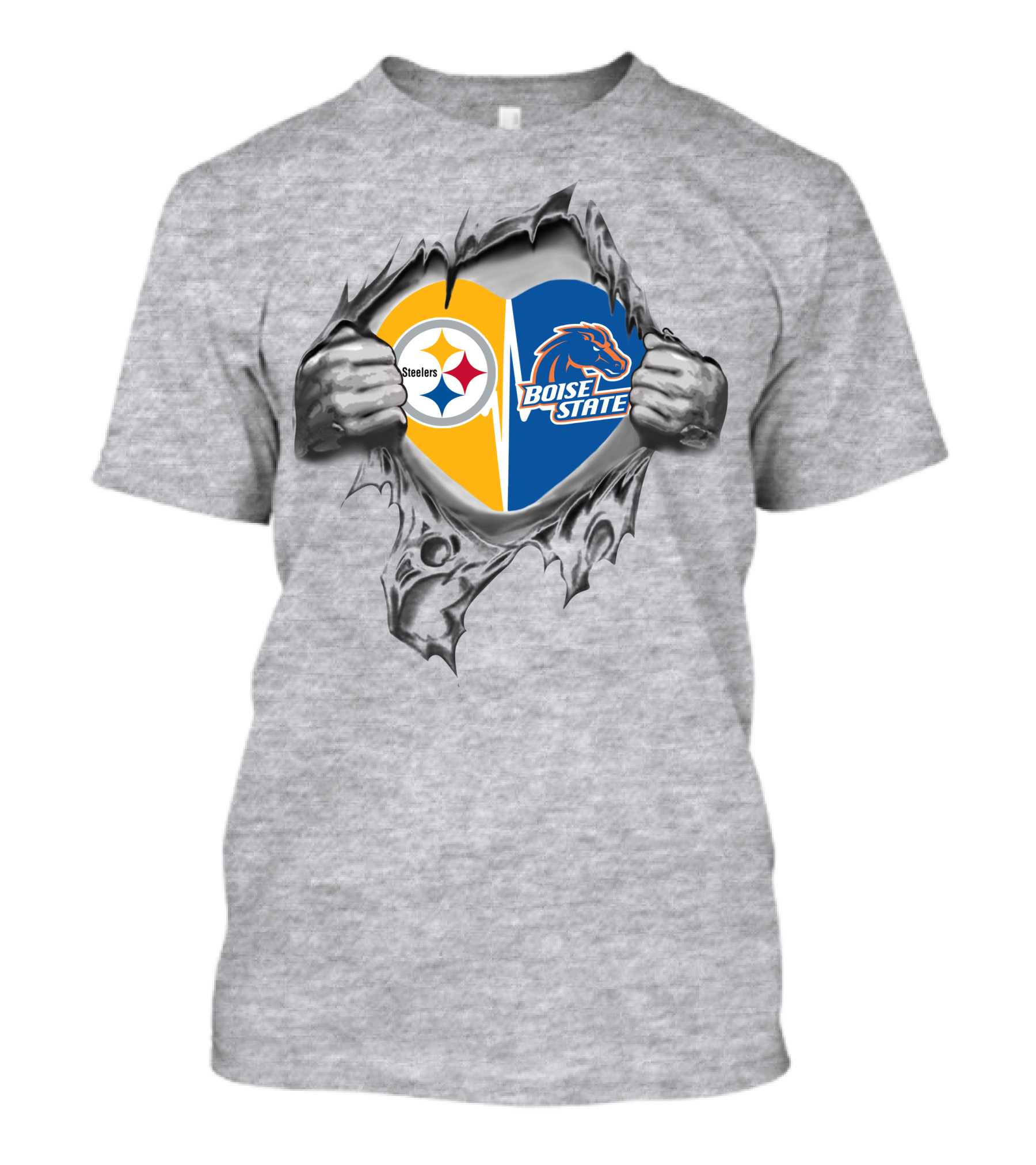 Steelers Boise State Broncos Heart Rip T-Shirt