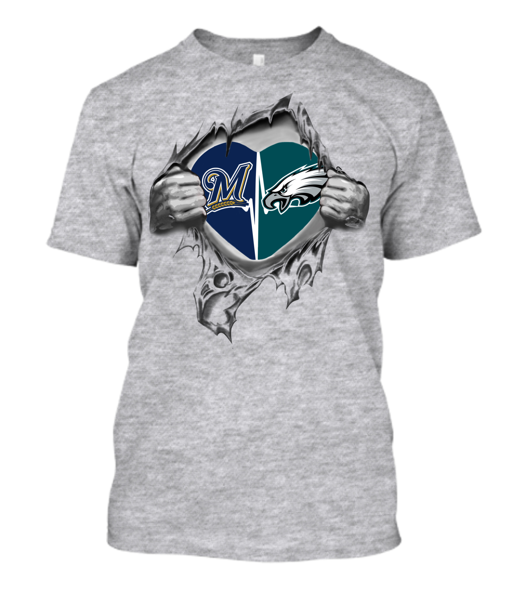 Eagles Brewers Heart Philadelphia Milwaukee Loyalty T-Shirt