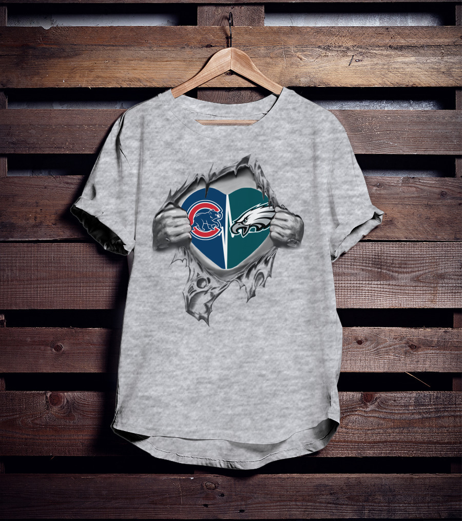 Eagles Cubs Heart With Torn T-Shirt