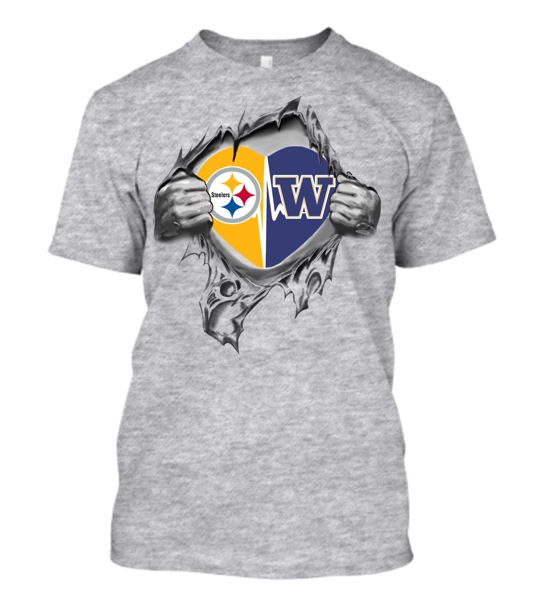 Steelers Huskies Heart Symbol Dual Logo Steelers W Huskies T-Shirt