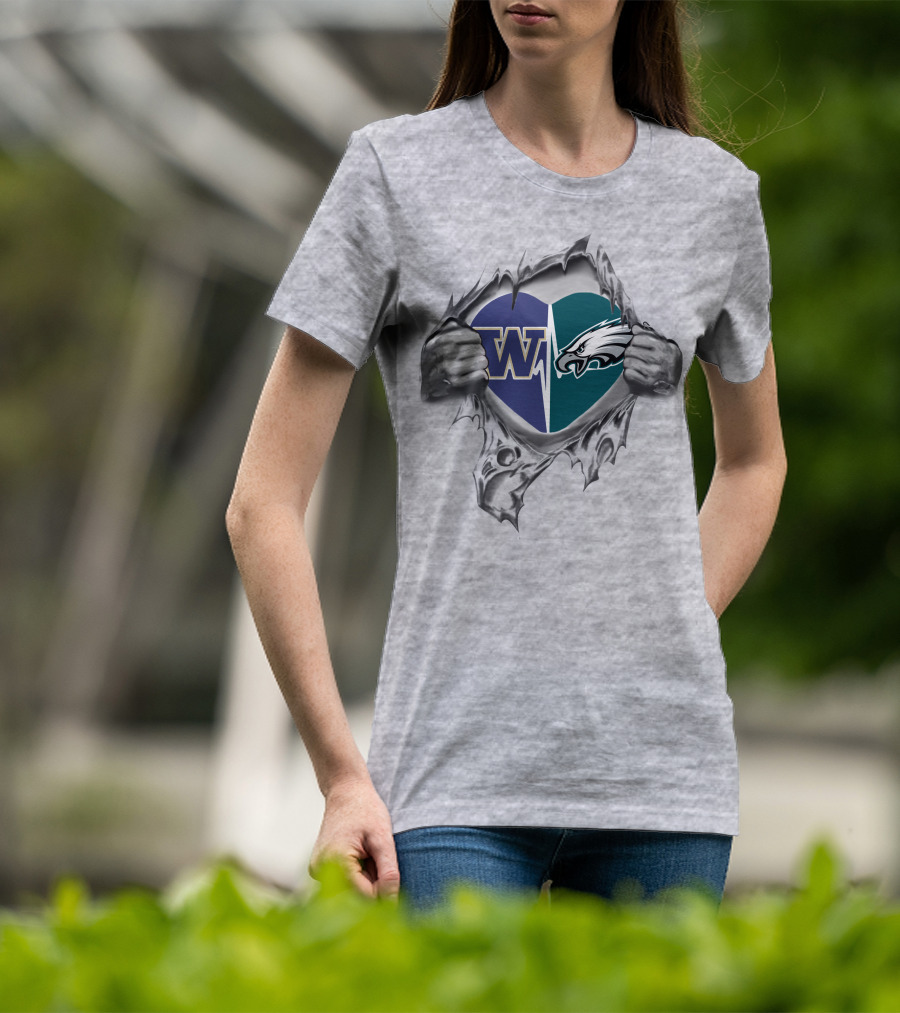 Washington W Philadelphia Eagles Heart T-Shirt
